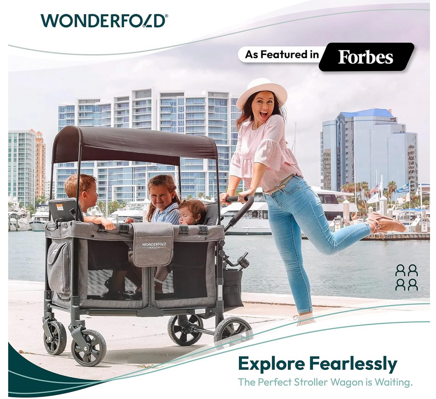 WONDERFOLD W4 Original Quad Baby & Kids Stroller Wagon